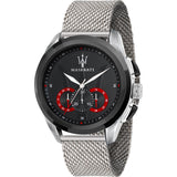 Maserati Traguardo Black Dial Silver Mesh Bracelet Watch For Men - R8873612005