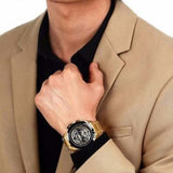 Maserati Traguardo Skeleton Black Dial Gold Steel Strap Watch For Men - R8873612058