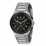 Maserati Triconic Chronograph Black Dial Silver Steel Strap Watch For Men - R8873639002