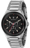 Maserati Triconic Chronograph Black Dial Silver Steel Strap Watch For Men - R8873639002