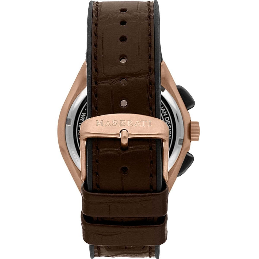 Maserati Triconic Chronograph Grey Dial Brown Leather Strap Watch For Men - R8871639003
