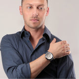 Maserati Triconic Chronograph White Dial Blue Leather Strap Watch For Men - R8871639001