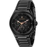 Maserati Triconic Quartz Black Dial Black Steel Strap Watch For Men - R8873639003
