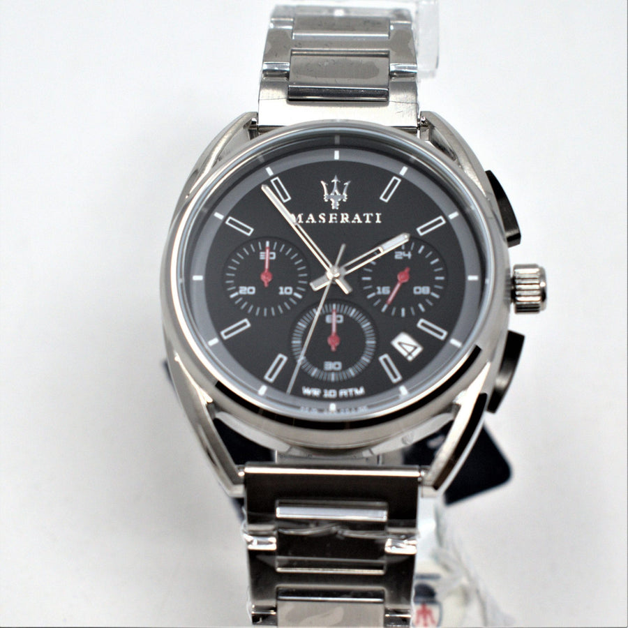 Maserati Trimarano Chronograph Black Dial Silver Stainless Steel Strap Watch For Men - R8873632003