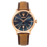 Maserati Epoca Blue Dial Brown Leather Strap Watch For Men - R8851118001