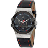 Maserati Potenza Black Dial Black Leather Strap Watch For Men - R8851108001