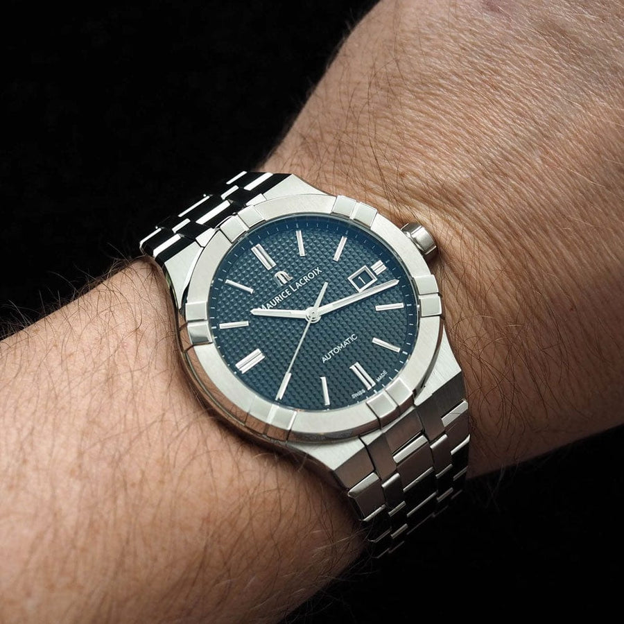 Maurice Lacroix Aikon Automatic Black Dial Silver Steel Strap Watch for Men - AI1807-SS002-330-1