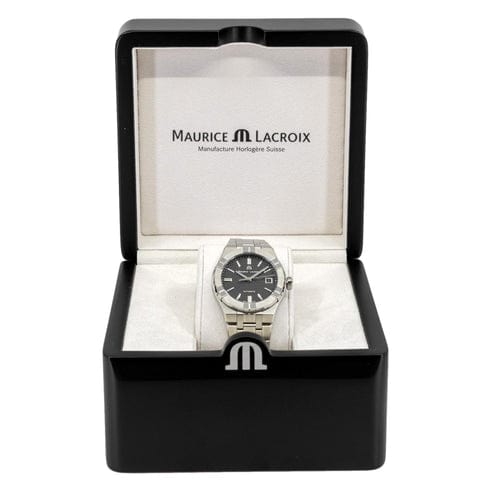 Maurice Lacroix Aikon Automatic Black Dial Silver Steel Strap Watch For Men - AI6008-SS002-330-1