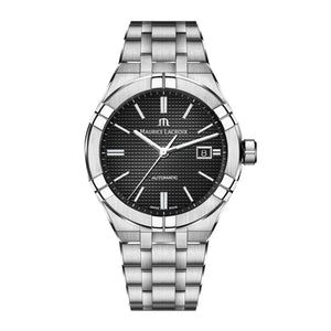 Maurice Lacroix Aikon Automatic Black Dial Silver Steel Strap Watch For Men - AI6008-SS002-330-1