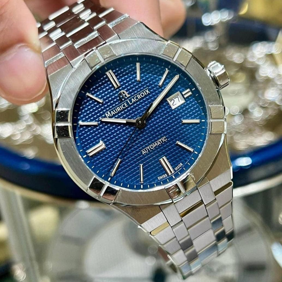 Maurice Lacroix Aikon Automatic Blue Dial Silver Steel Strap Watch For Men - AI6008-SS002-430-1
