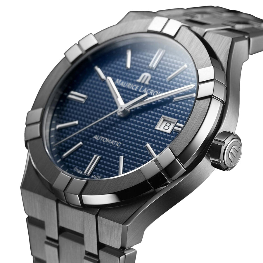 Maurice Lacroix Aikon Automatic Blue Dial Silver Steel Strap Watch For Men - AI6008-SS002-430-1