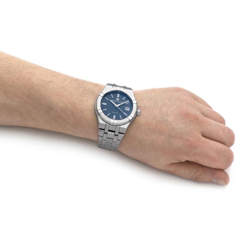 Maurice Lacroix Aikon Automatic Blue Dial Silver Steel Strap Watch for Women - AI1807-SS002-430-1