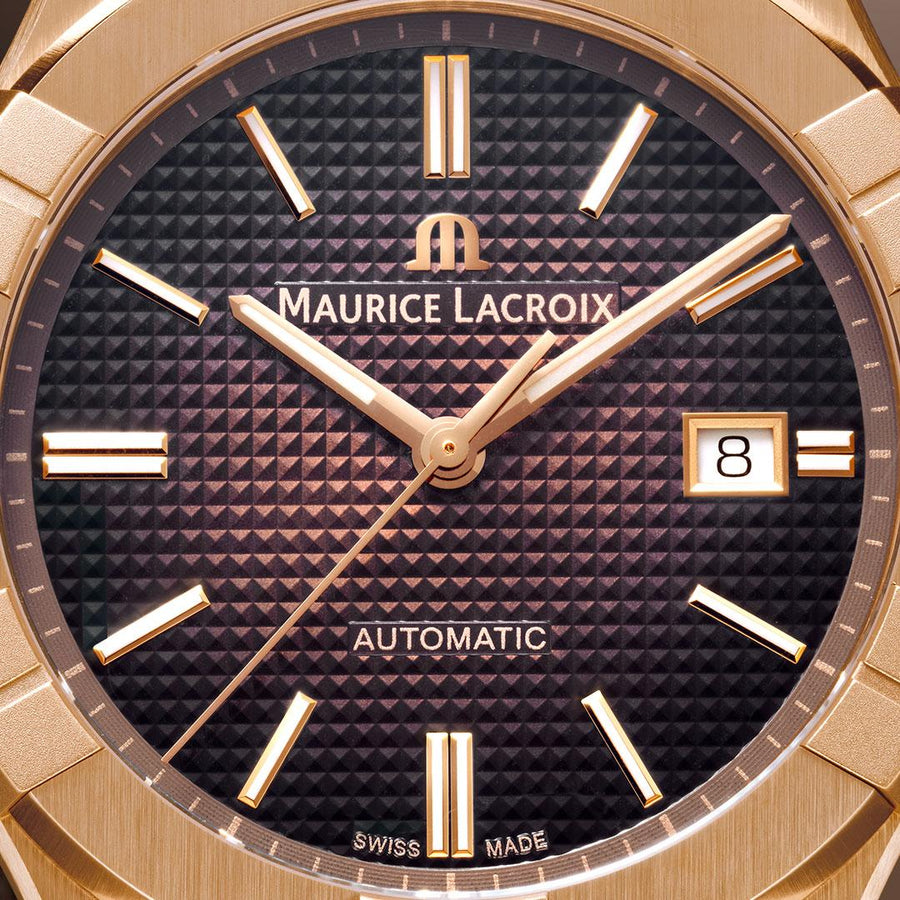 Maurice Lacroix Aikon Automatic Brown Dial Brown Leather Strap Watch For Men - AI6008-BRZ01-730-3