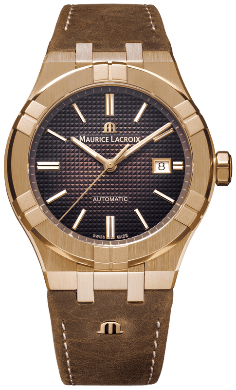 Maurice Lacroix Aikon Automatic Brown Dial Brown Leather Strap Watch For Men - AI6008-BRZ01-730-3