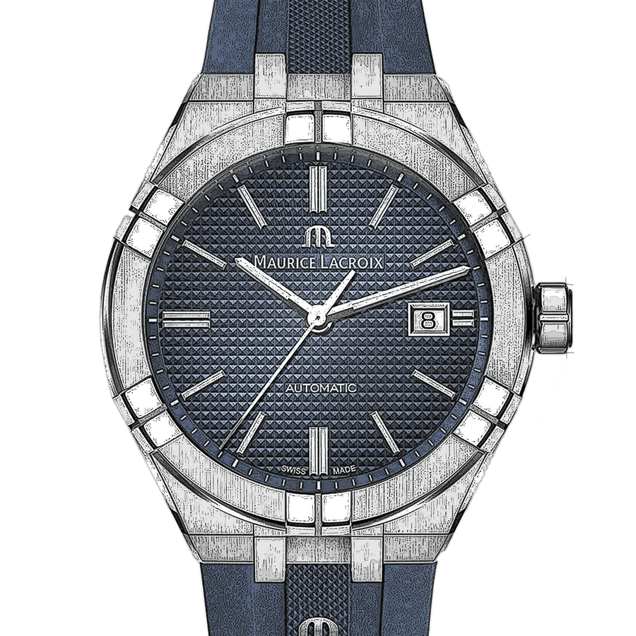 Maurice Lacroix Aikon Automatic Date Blue Dial Blue Silicone Strap Watch For Men - AI6008-SS000-430-4