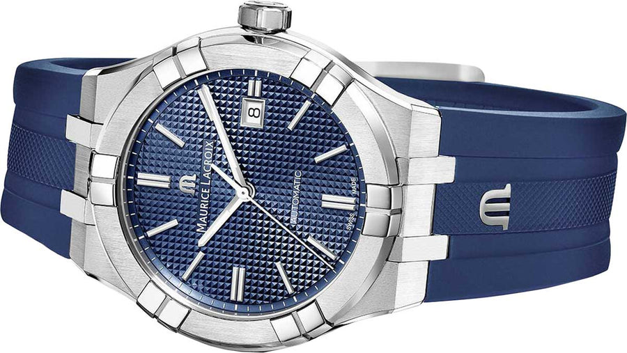 Maurice Lacroix Aikon Automatic Date Blue Dial Blue Silicone Strap Watch For Men - AI6008-SS000-430-4