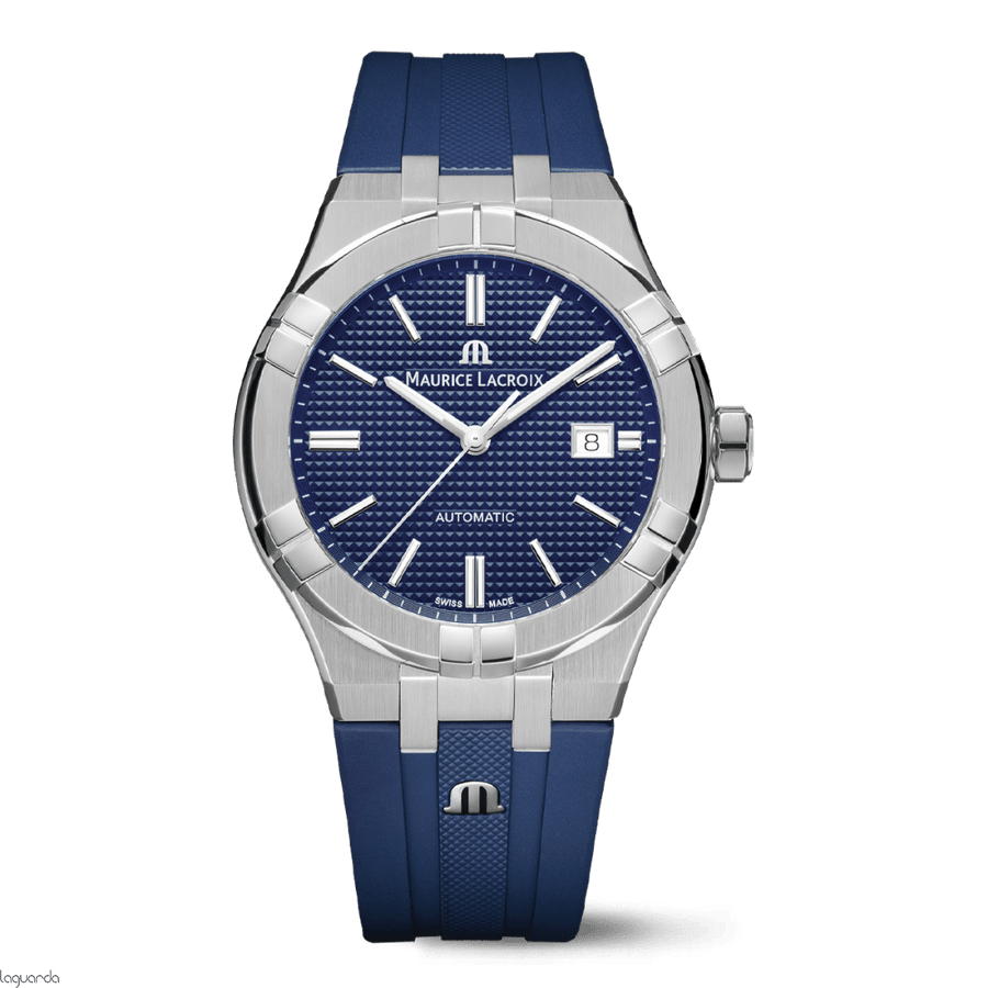 Maurice Lacroix Aikon Automatic Date Blue Dial Blue Silicone Strap Watch For Men - AI6008-SS000-430-4