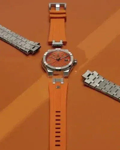 Maurice Lacroix Aikon Automatic Date Orange Dial Silver Steel Strap Watch For Men - AI6008-SS00F-530-E