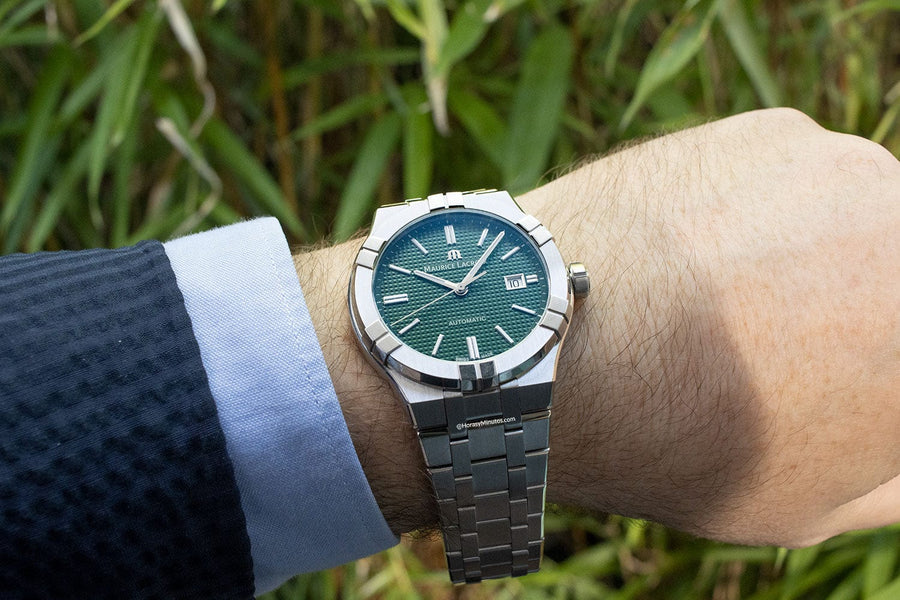 Maurice Lacroix Aikon Automatic Green Dial Silver Steel Strap Watch for Men - AI1807-SS002-630-1
