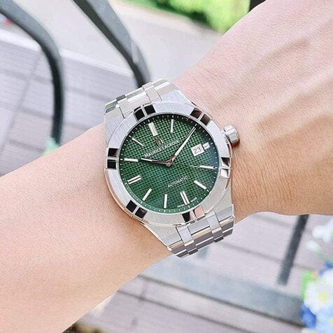 Maurice Lacroix Aikon Automatic Green Dial Silver Steel Strap Watch for Men - AI1807-SS002-630-1