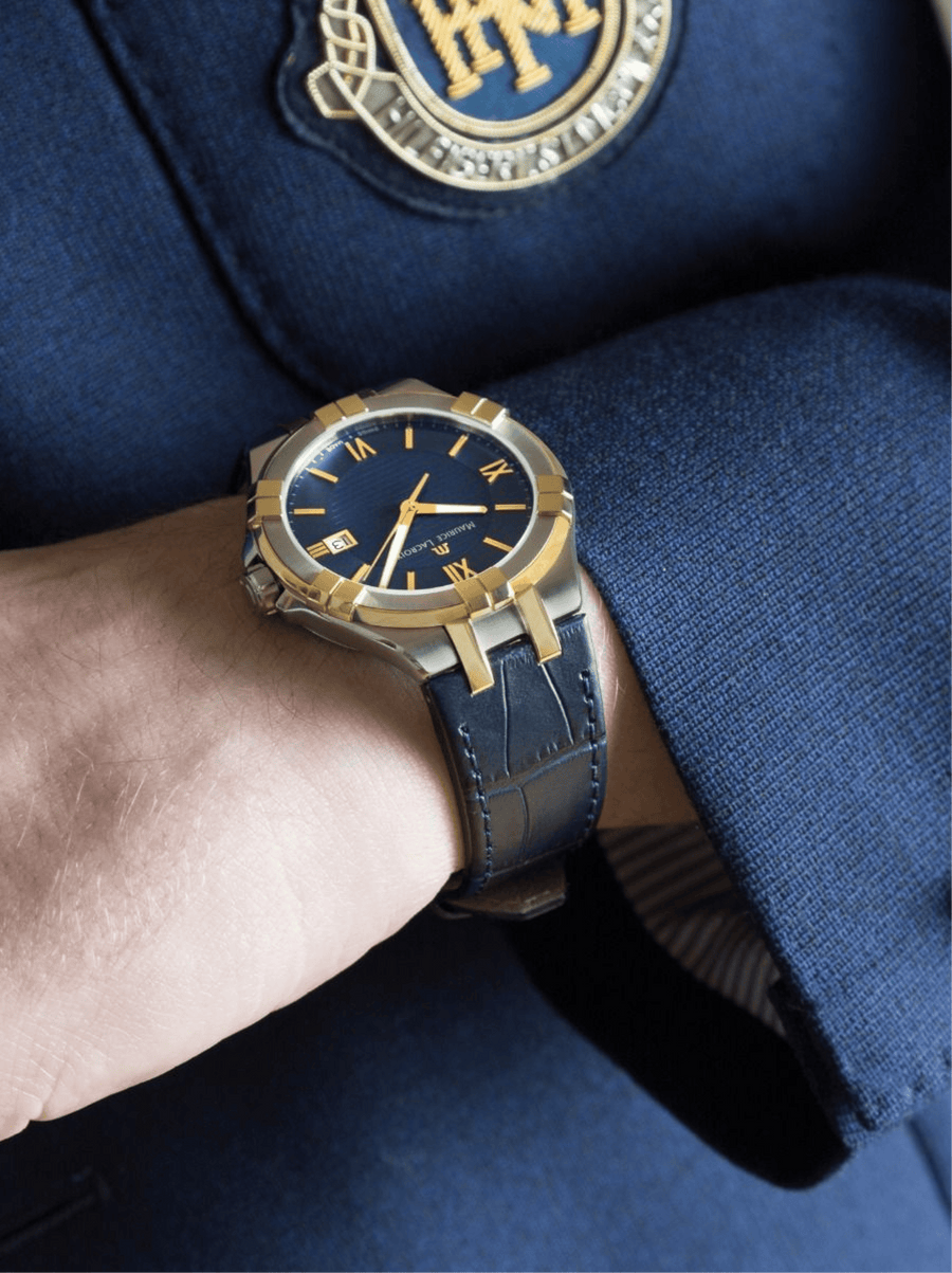 Maurice Lacroix Aikon Blue Dial Blue Leather Strap Watch for Men - AI1008-PVY11-432-1