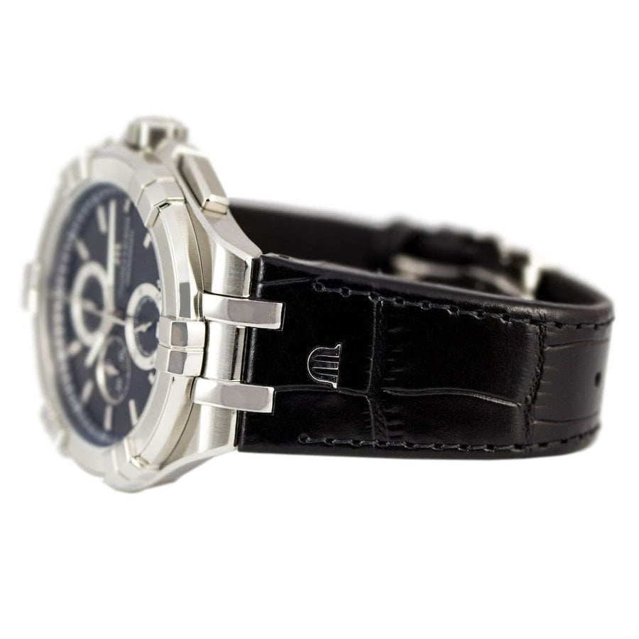 Maurice Lacroix Aikon Chronograph Black Dial Black Leather Strap Watch for Men - AI1018-SS001-330-1