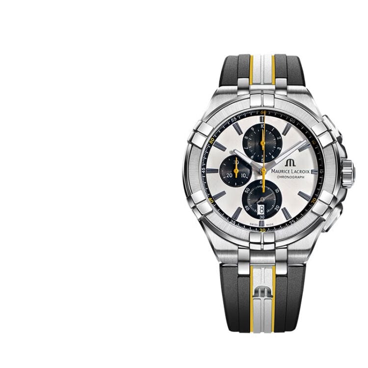 Maurice Lacroix Aikon Chronograph King of the Court Limited Edition Silver Dial Grey Rubber Strap Watch for Men - AI1018-TT030-130-K