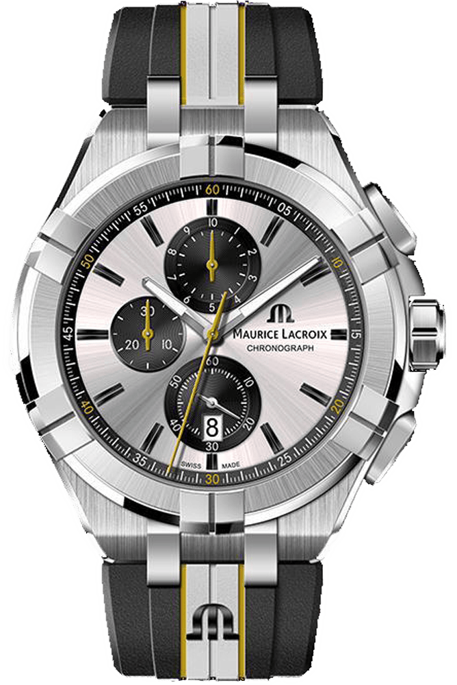 Maurice Lacroix Aikon Chronograph King of the Court Limited Edition Silver Dial Grey Rubber Strap Watch for Men - AI1018-TT030-130-K