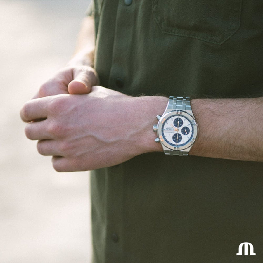 Maurice Lacroix Aikon Chronograph Silver Dial Silver Steel Strap Watch for Men - AI1018-SS002-131-1