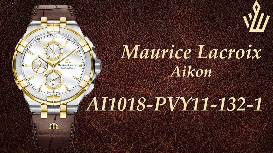Maurice Lacroix Aikon Chronograph White Dial Brown Leather Strap Watch For Men - AI1018-PVY11-132-1
