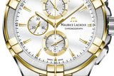 Maurice Lacroix Aikon Chronograph White Dial Brown Leather Strap Watch For Men - AI1018-PVY11-132-1