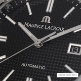 Maurice Lacroix Aikon Date Automatic Black Dial Black Leather Strap Watch For Men - AI6008-SS001-330-1