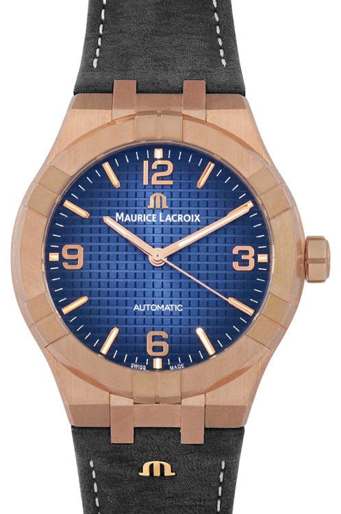 Maurice Lacroix Aikon Date Limited Edition Blue Dial Blue Leather Strap Watch For Men - AI1028-BRZ01-420-1