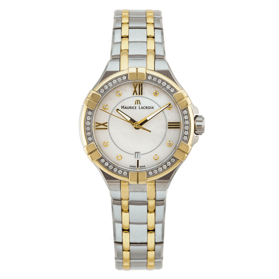 Maurice Lacroix Aikon Diamonds Mother of Pearl Dial Two Tone Steel Strap Watch for Women - A11006-DY503-171-1