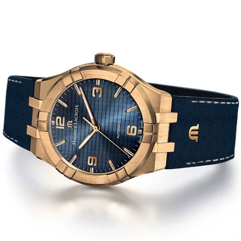 Maurice Lacroix Aikon Limited Edition Blue Dial Blue Leather Strap Watch For Men - AI6008-BRZ01-420-1