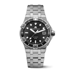 Maurice Lacroix Aikon Venturer Automatic Black Dial Silver Steel Strap Watch For Men - AI6057-SSL22-330-1