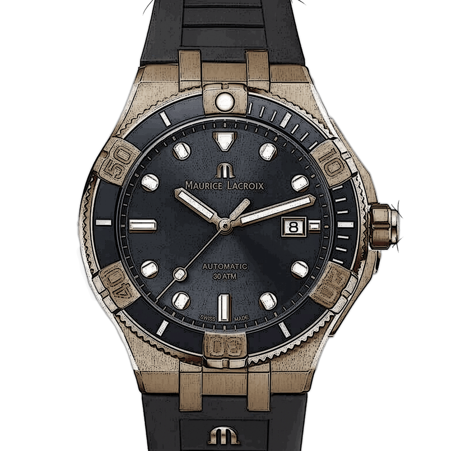Maurice Lacroix Aikon Venturer Black Dial Black Rubber Strap Watch For Men - AI6058-BRZ0B-330-2