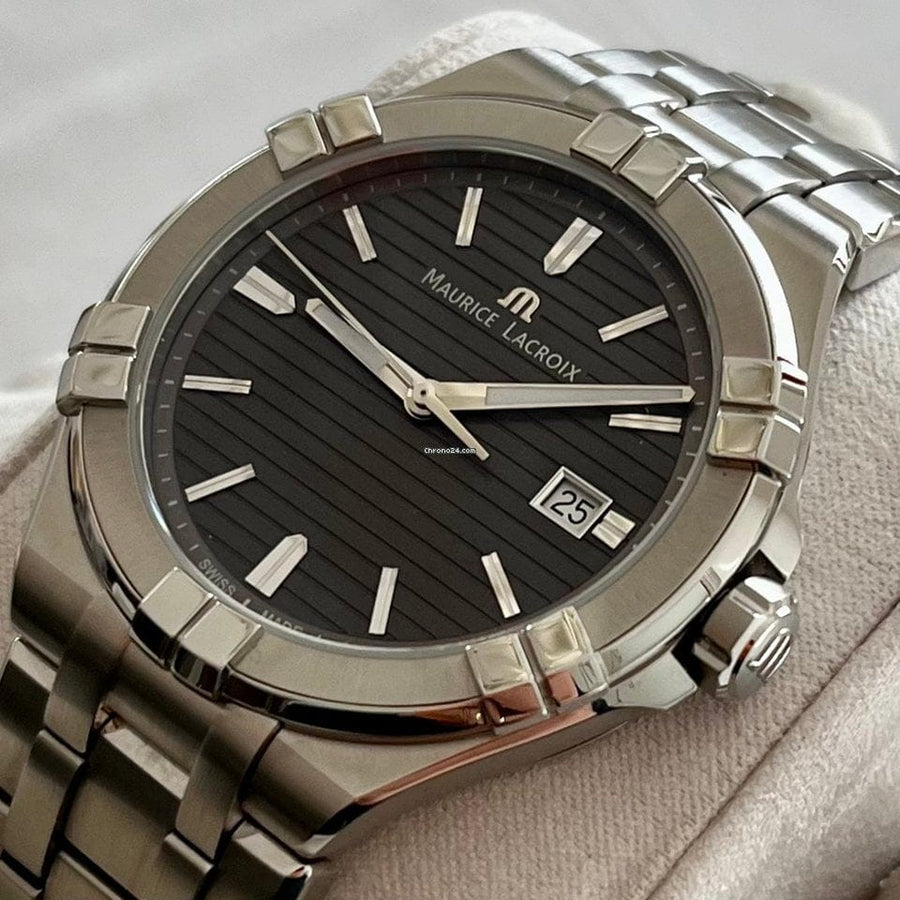 Maurice Lacroix Aikon Venturer Black Dial Silver Steel Strap Watch for Men - AI1008-SS002-331-1