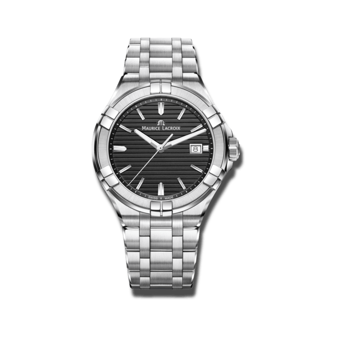 Maurice Lacroix Aikon Venturer Black Dial Silver Steel Strap Watch for Men - AI1008-SS002-331-1