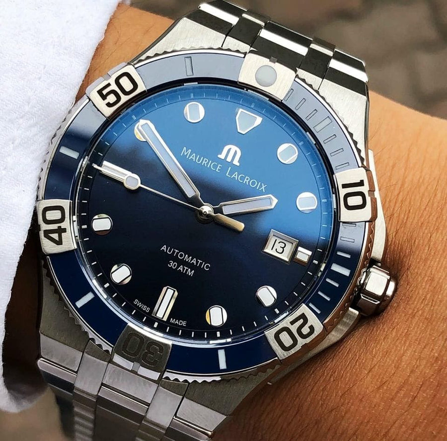 Maurice Lacroix Aikon Venturer Blue Dial Silver Steel Strap Watch for Men - AI6058-SS002-430-1
