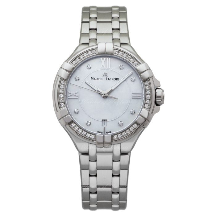 Maurice Lacroix Aikon White Mother of Pearl Dial Silver Steel Strap Watch for Women - A11006-SD502-170-1