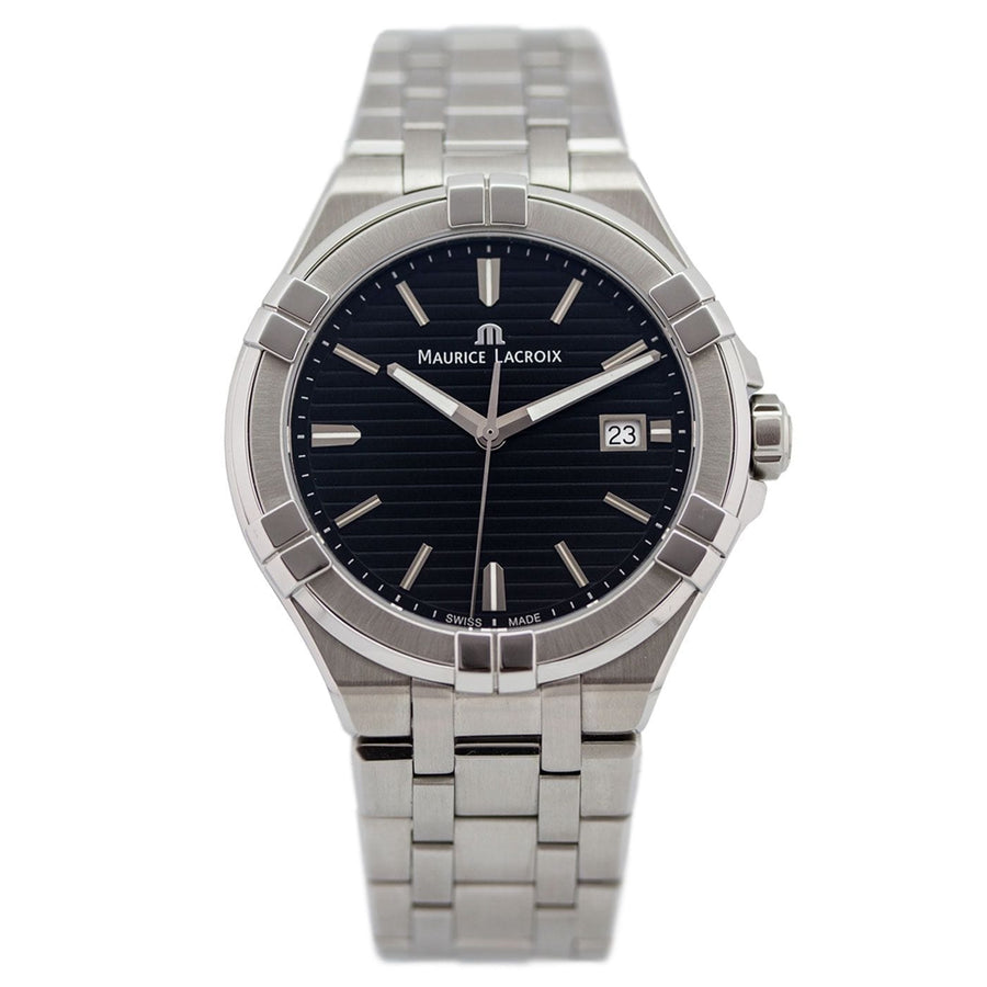 Maurice Lacroix Aikon Venturer Black Dial Silver Steel Strap Watch for Men - AI1008-SS002-331-1