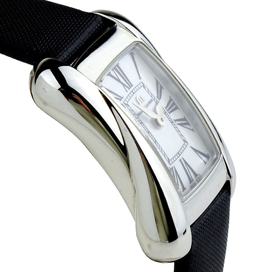 Maurice Lacroix Divina White Mother of Pearl Dial Black Leather Strap Watch for for Women - DV5011-SD531-120