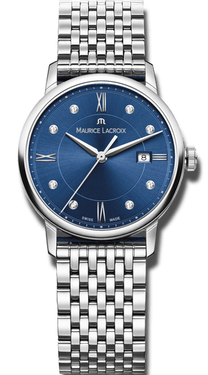 Maurice Lacroix Eliros Diamonds Blue Dial Silver Steel Strap Watch For Women - EL1094-SS002-450-1