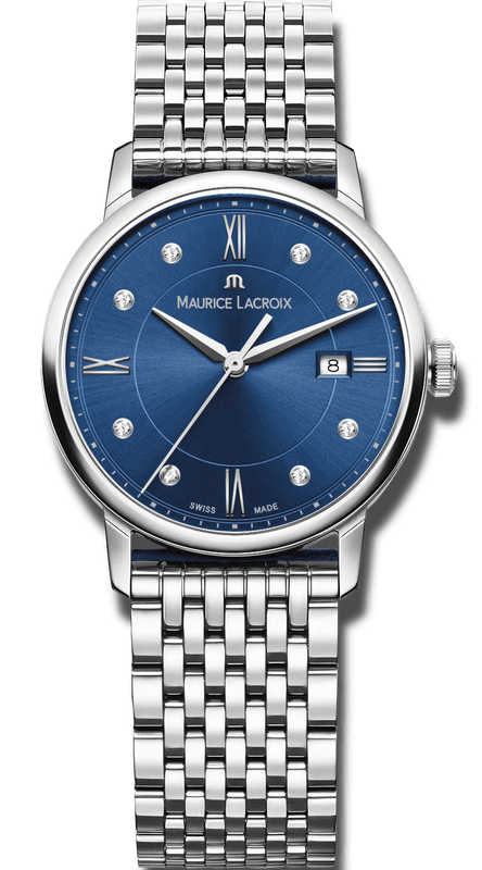 Maurice Lacroix Eliros Diamonds Blue Dial Silver Steel Strap Watch For Women - EL1094-SS002-450-1
