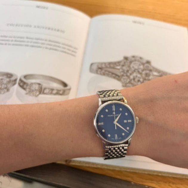 Maurice Lacroix Eliros Sunbrushed Blue Dial Silver Steel Strap Watch for Women - EL1094-SS002-130-1
