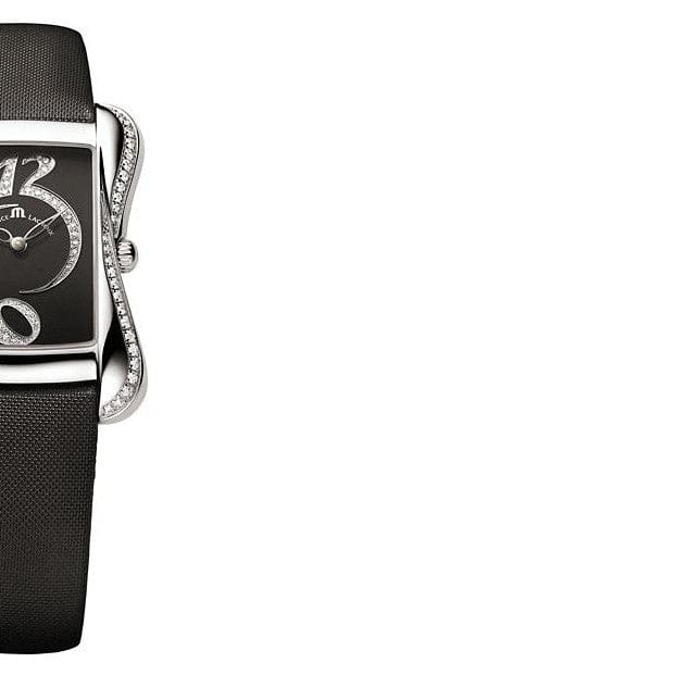 Maurice Lacroix Fiaba Black Dial with Diamonds Black Leather Strap Watch for Women - DV5012-SD531-350