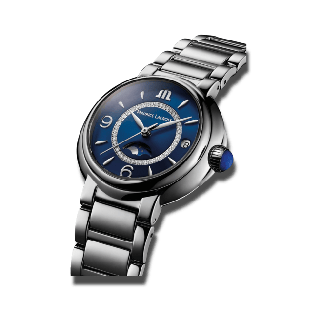 Maurice Lacroix Fiaba Moonphase Blue Dial Silver Steel Strap Watch for Women - FA1084-SS002-420-1