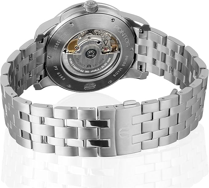 Maurice Lacroix Pontos Date Automatic Silver Dial Silver Steel Strap Watch For Men - PT6148-SS002-130