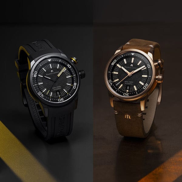 Maurice Lacroix Pontos Diver Limited Edition Black Dial Brown Leather Strap Watch For Men - PT6248-BRZ01-330-3